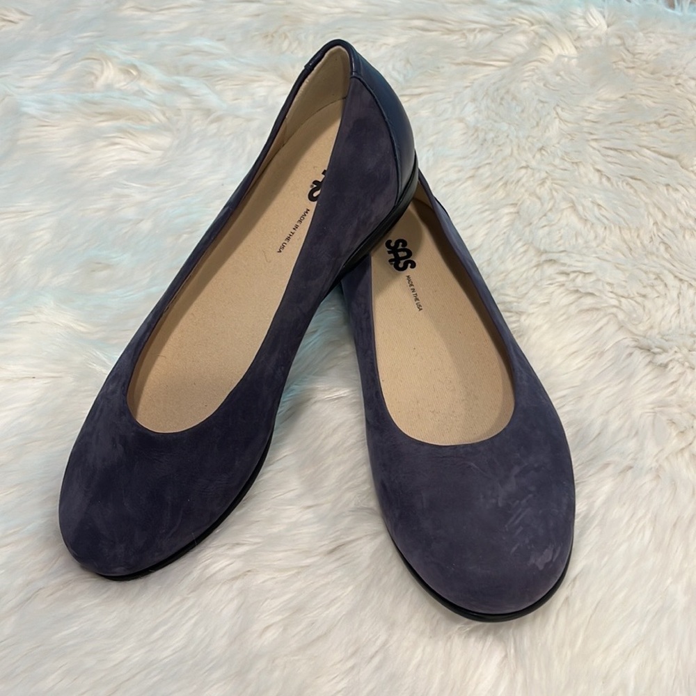 SAS Scenic Flat Cosmic Blue Leather Women Shoes Size 9 1/2 WW - Picture 4 of 11